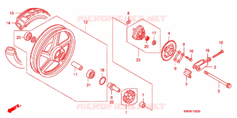 ACHTER WIEL (MOULURE) Honda MOTO 125 CG 2004  CGL1253