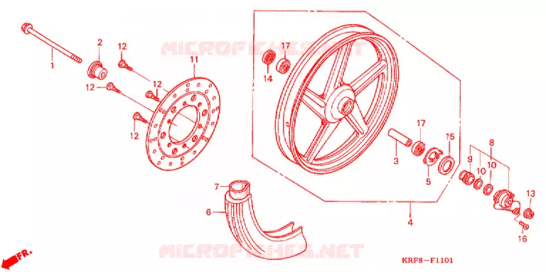 VOORWIEL (MOULURE/FREIN A DISQUE) Honda MOTO 125 CG 2003  CGL1253WH3