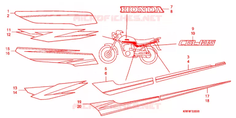 EMBLEEM/STREEP  Honda MOTO 125 CG 2008  CGL1256