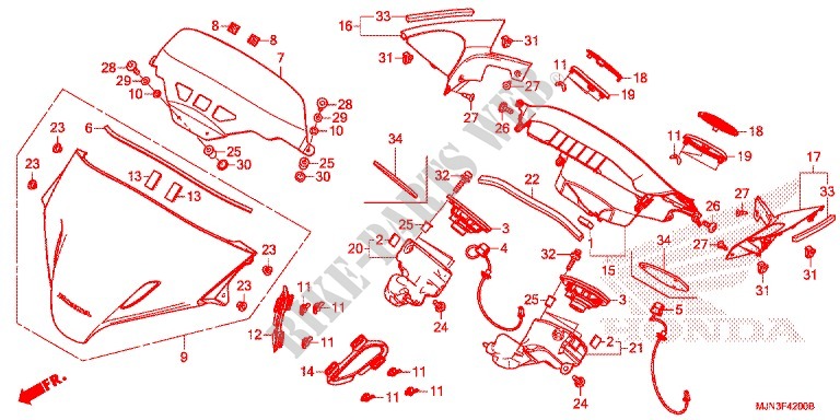 ALUMINIUMKLEURIG INSTRUMENTEN PANEEL voor Honda CTX 1300 ABS 2015