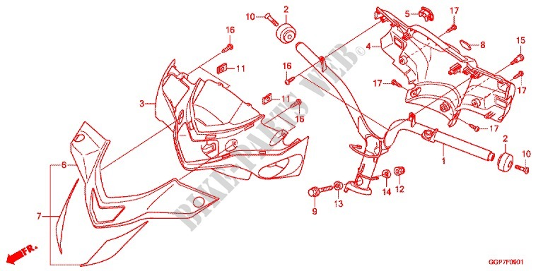 STUUR    HENDEL AFDEKKING (NSC502WH/T2) voor Honda VISION 50 R HRC TRICOLOR 2014
