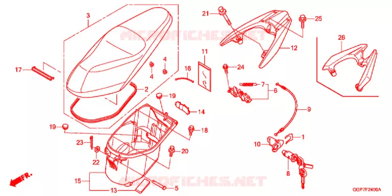 ZITTING/BAGAGEBOX Honda SCOOTER 50 VISION 2014  NSC50T2E