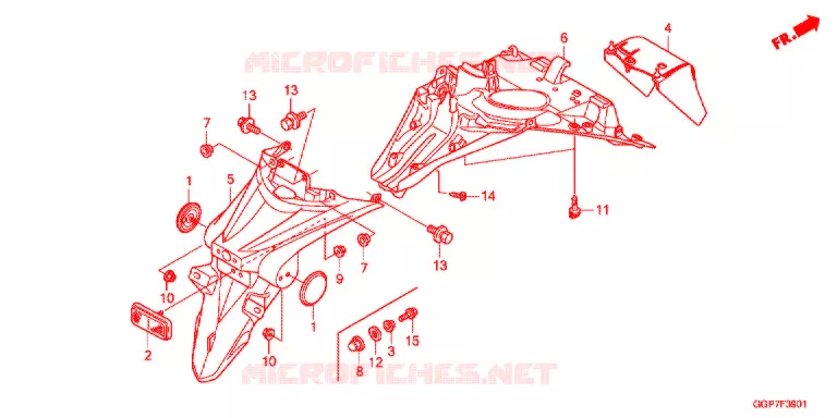 ACHTERSPATBORD  (NSC502WH/T2) Honda SCOOTER 50 VISION 2014  NSC50T2E
