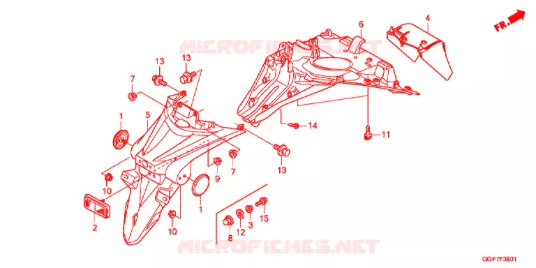 ACHTERSPATBORD  (NSC502WH/T2) Honda SCOOTER 50 VISION 2015  NSC50T2E