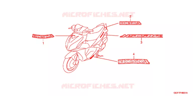 EMBLEEM/STREEP (NSC502WH-E,F,ED/T2-E,ED) Honda SCOOTER 50 VISION 2014  NSC50T2E