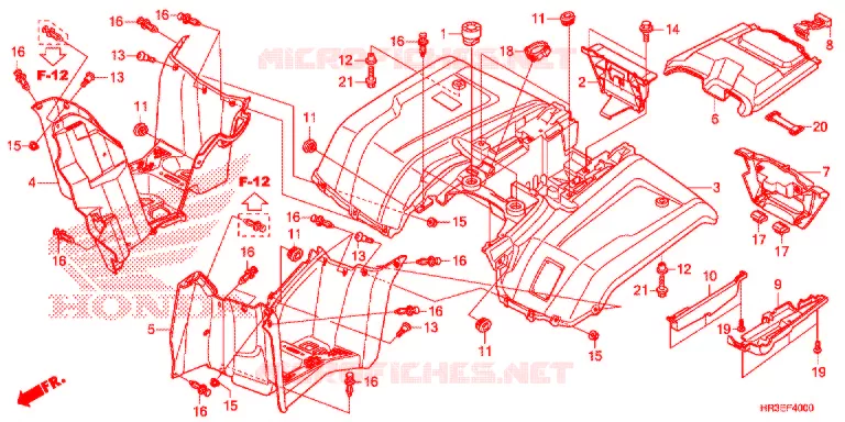 ACHTER STROOMLIJNKAP Honda ATV 420 FOURTRAX 2015  TRX420FM1F