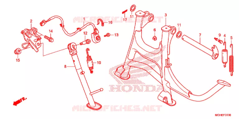 HOOFD STANDAARD/REMPEDAAL Honda MOTO 1200 CROSSTOURER 2014  VFR1200XLE