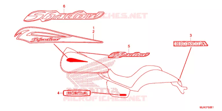 EMBLEEM/STREEP (VT750C2B/C2S) Honda MOTO 750 SHADOW 2014  VT750C2SE