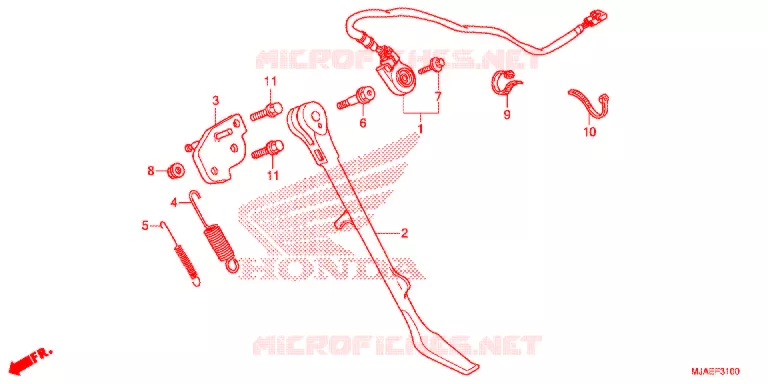 ZIJSTANDAARD (VT750CS/C2B/C2S/C) Honda MOTO 750 SHADOW 2014  VT750C2SE