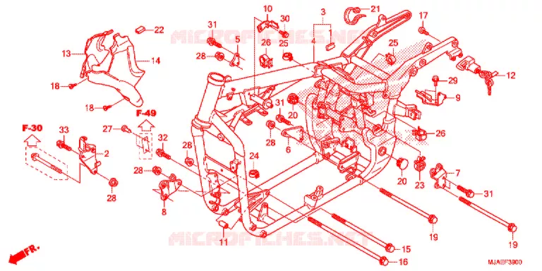 FRAME CHASSIS (VT750CS/C2B/C2S/C) Honda MOTO 750 SHADOW 2014  VT750C2SE