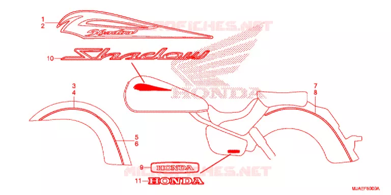 EMBLEEM/STREEP (VT750CS/C) Honda MOTO 750 SHADOW 2014  VT750CSE