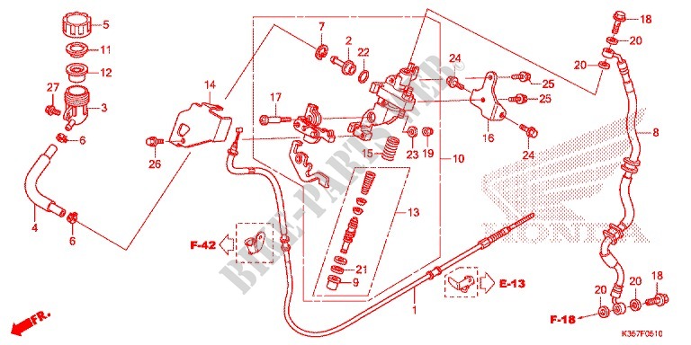 REM HOOFDCILINDER/ REMSLANG voor Honda PCX 125 2015