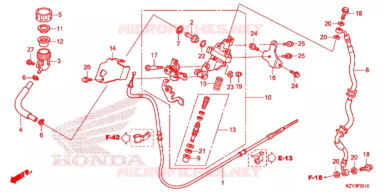 REM HOOFDCILINDER/ REMSLANG Honda SCOOTER 150 PCX 2012  WW150C