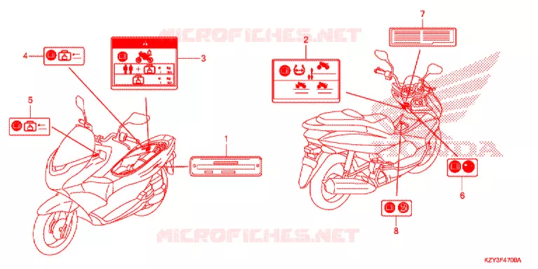 WAARSCHUWINGSLABEL(1) Honda SCOOTER 150 PCX 2012  WW150C