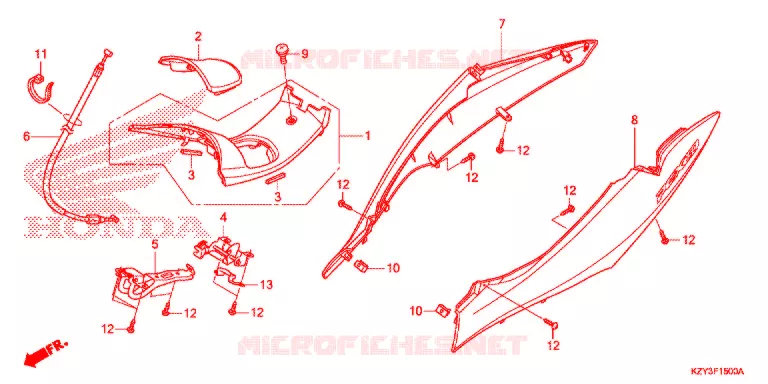 CHASSIS AFDEKKING/BAGAGEBOX/ BAGAGEDRAGER Honda SCOOTER 150 PCX 2012  WW150C