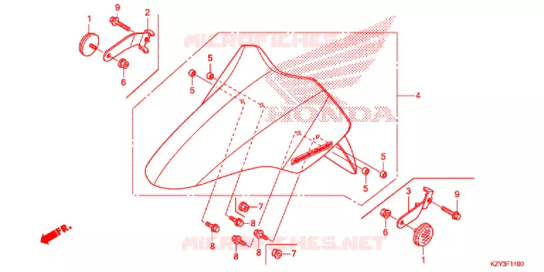 VOORSPATBORD Honda SCOOTER 150 PCX 2012  WW150C