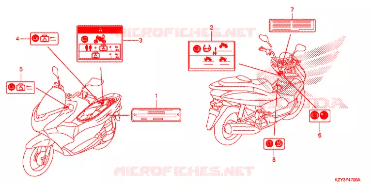 WAARSCHUWINGSLABEL(1) Honda SCOOTER 150 PCX 2012  WW150C