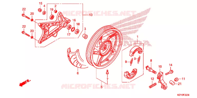 ACHTER WIEL/ZWAAI-ARM Honda SCOOTER 150 PCX 2013  WW150C