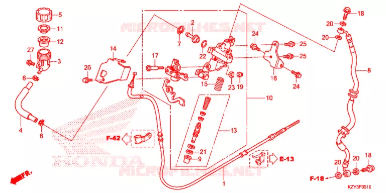 REM HOOFDCILINDER/ REMSLANG Honda SCOOTER 150 PCX 2012  WW150C