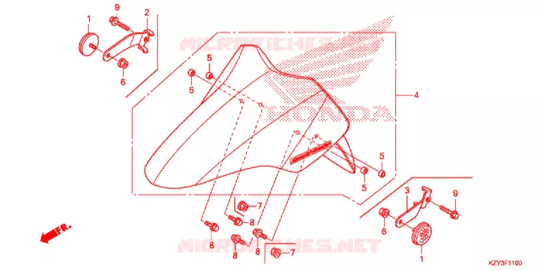 VOORSPATBORD Honda SCOOTER 150 PCX 2012  WW150C
