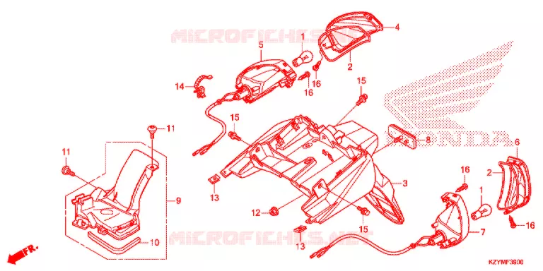 ACHTERSPATBORD / KNIPPERLICHT Honda SCOOTER 150 PCX 2014  WW150D