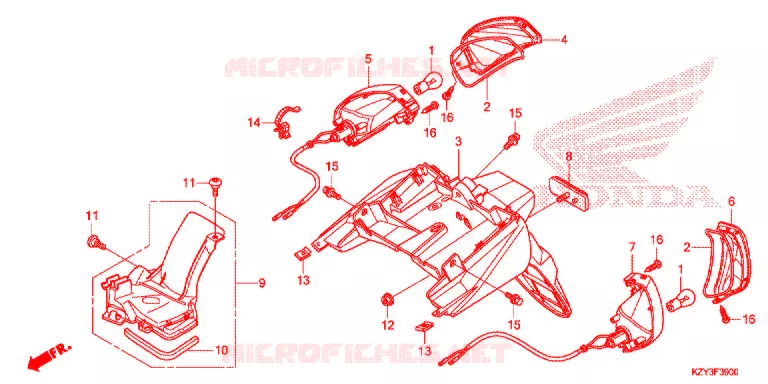 ACHTERSPATBORD / KNIPPERLICHT Honda SCOOTER 150 PCX 2013  WW150D