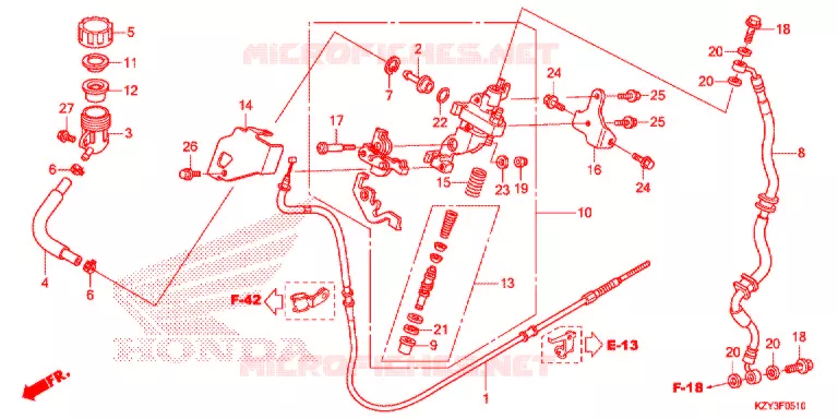 REM HOOFDCILINDER/ REMSLANG Honda SCOOTER 150 PCX 2013  WW150D