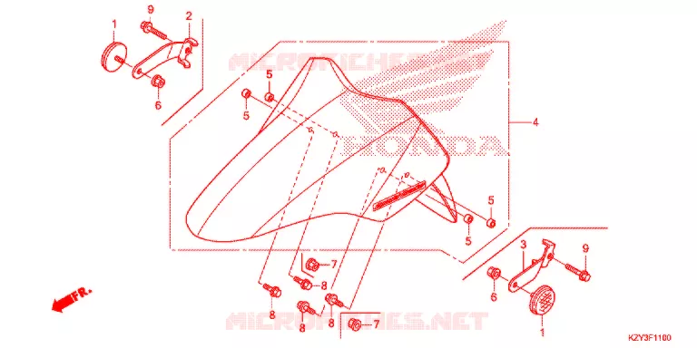 VOORSPATBORD Honda SCOOTER 150 PCX 2013  WW150D