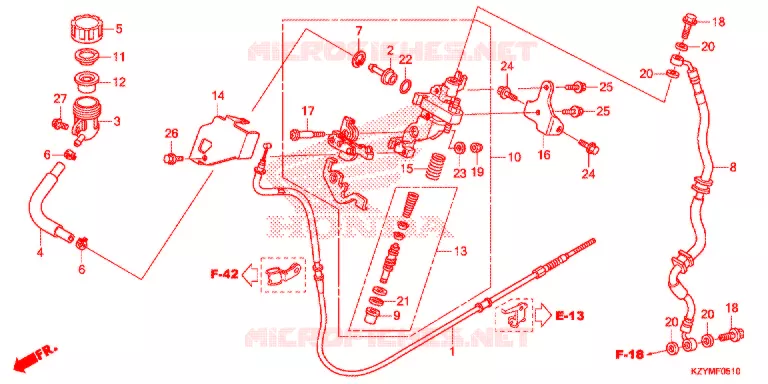 REM HOOFDCILINDER/ REMSLANG Honda SCOOTER 150 PCX 2014  WW150D