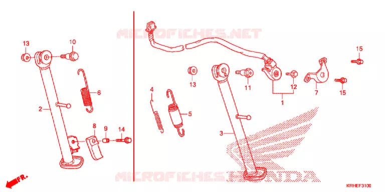 HOOFD STANDAARD/REMPEDAAL Honda MOTO 125 XR 2012  XR125LKC