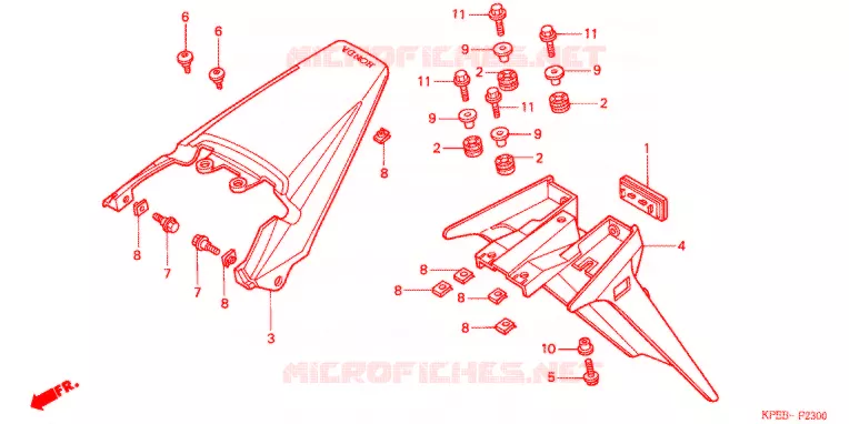 ACHTER STROOMLIJNKAP Honda MOTO 250 XR 2004  XR250HS3