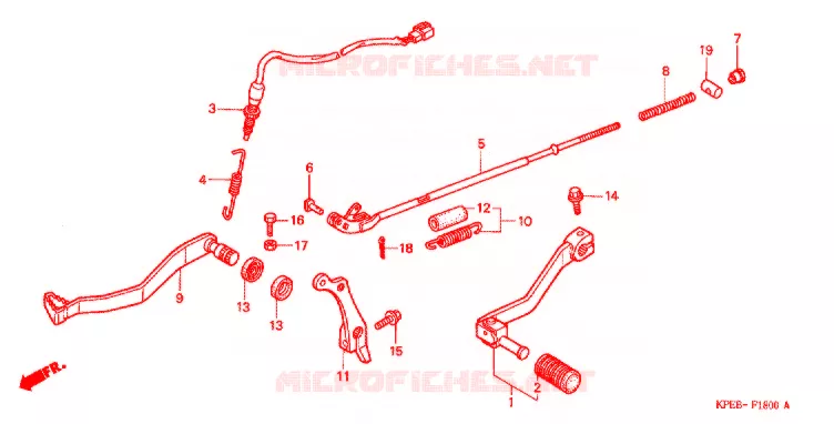 HOOFD STANDAARD/REMPEDAAL Honda MOTO 250 XR 2002  XR250LS1