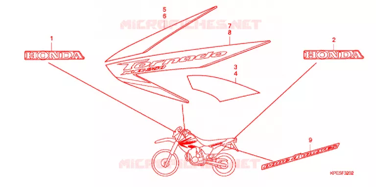 EMBLEEM/STREEP (XR250HS7/LS7) Honda MOTO 250 XR 2007  XR250LS7