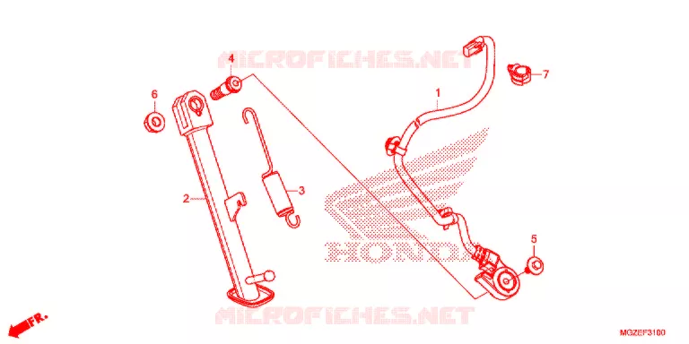 HOOFD STANDAARD/REMPEDAAL Honda MOTO 500 CB 2015  CB500FF