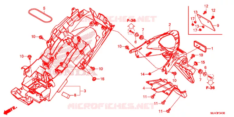 ACHTER STROOMLIJNKAP Honda MOTO 500 CBR 2015  CBR500RF
