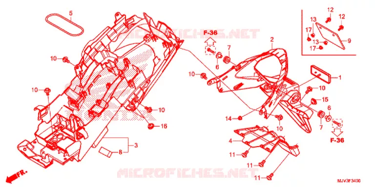 ACHTER STROOMLIJNKAP Honda MOTO 500 CBR 2015  CBR500RF