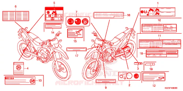 WAARSCHUWINGSLABEL(1) Honda MOTO 250 CRF 2015  CRF250LF