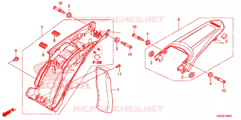 ACHTER STROOMLIJNKAP Honda MOTO 250 CRF 2015  CRF250LF