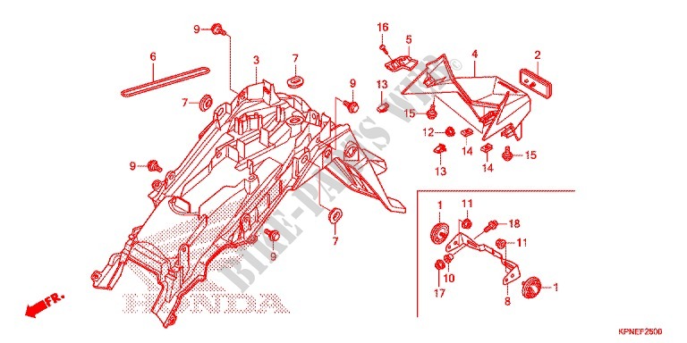 ACHTER STROOMLIJNKAP voor Honda CB 125 F 2016
