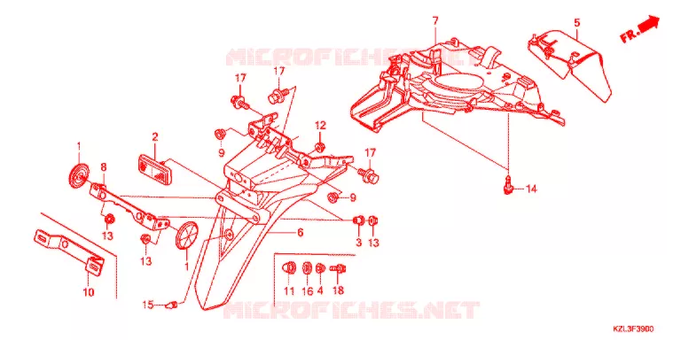 ACHTER STROOMLIJNKAP Honda SCOOTER 110 VISION 2015  NSC110WHF