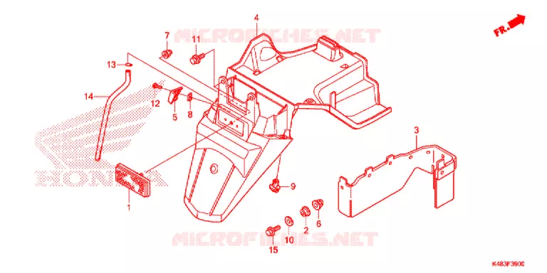 ACHTER STROOMLIJNKAP Honda SCOOTER 110 SPACY 2016  SCR1105WHF