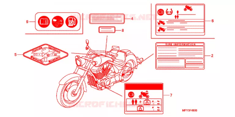 WAARSCHUWINGSLABEL (VT1300CR/CRA) Honda MOTO 1300 VT 2012  VT1300CRC