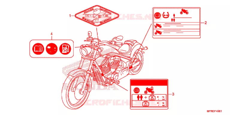 WAARSCHUWINGSLABEL (VT1300CXA) Honda MOTO 1300 VT 2016  VT1300CXAF