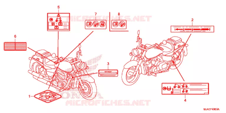 WAARSCHUWINGSLABEL (VT750CS/C2B/C2S/C) Honda MOTO 750 SHADOW 2015  VT750CF