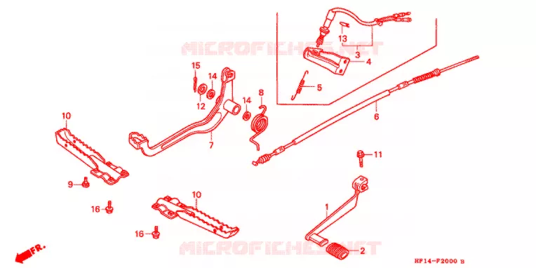HOOFD STANDAARD/REMPEDAAL Honda ATV 200 FOURTRAX 1991  TRX200M