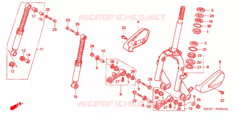 STURING STANG/ VOOR VORK Honda SCOOTER 100 LEAD 2004  SCV1003
