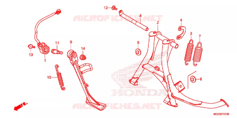 HOOFD STANDAARD/REMPEDAAL Honda MOTO 1100 CB 2015  CB1100AF
