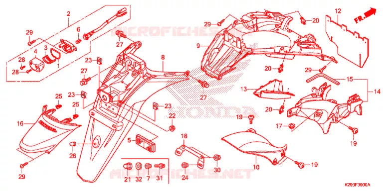 ACHTERSPATBORD / KENTEKEN VERLICHTING Honda SCOOTER 110 ICON 2009  ANC110CCM9
