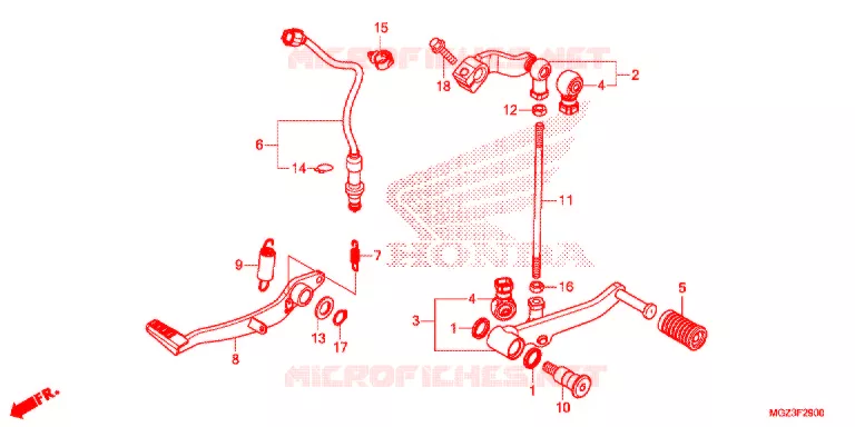 HOOFD STANDAARD/REMPEDAAL Honda MOTO 500 CBR 2014  CBR500RE