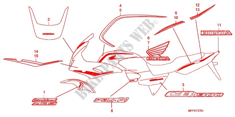 EMBLEEM/STREEP (CB1300SA ED,F,7E) voor Honda CB 1300 ABS FAIRING 2010